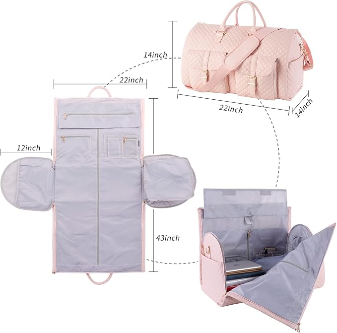 seyfocnia Convertible Carry on Garment Bag for Women, Garment Bags for Travel with Shoe Pouch 2 in 1 Hanging Suitcase Suit Bag for Women Travel Duffle Bag Garment Bag - Image 2