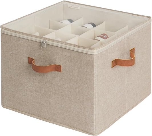 StorageWorks Shoe Organizer for Closet, Shoe Cubby Storage Containers with Adjustable Dividers and Clear Cover, Foldable Shoe Storage Box for Sandals, Sneakers, Fits up to 16 Pairs, Taupe | Fits up to 16 Pairs by StorageWorks