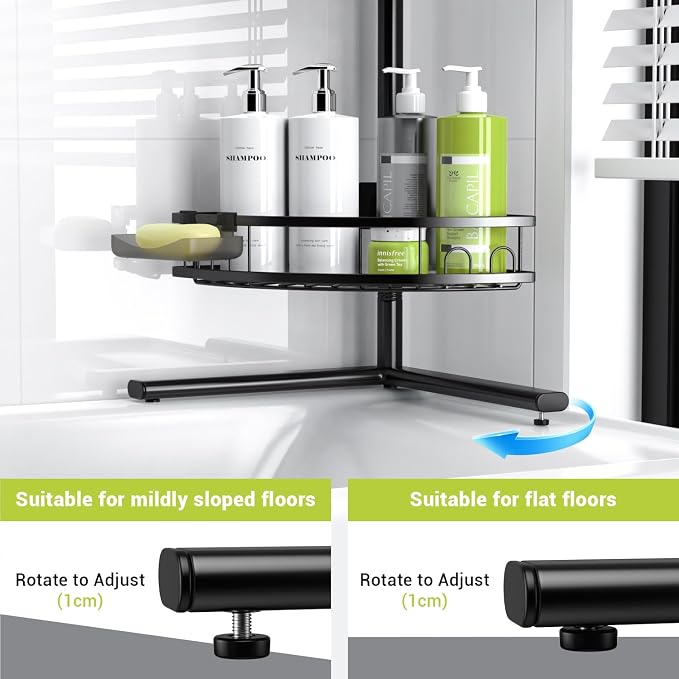 Aitatty Corner Shower Caddy Standing: 4-tier Rustproof Shower Organizer Shelf - Floor Shower Corner Shelf for Bathroom, Renters, Apartment & Dorm - Image 5