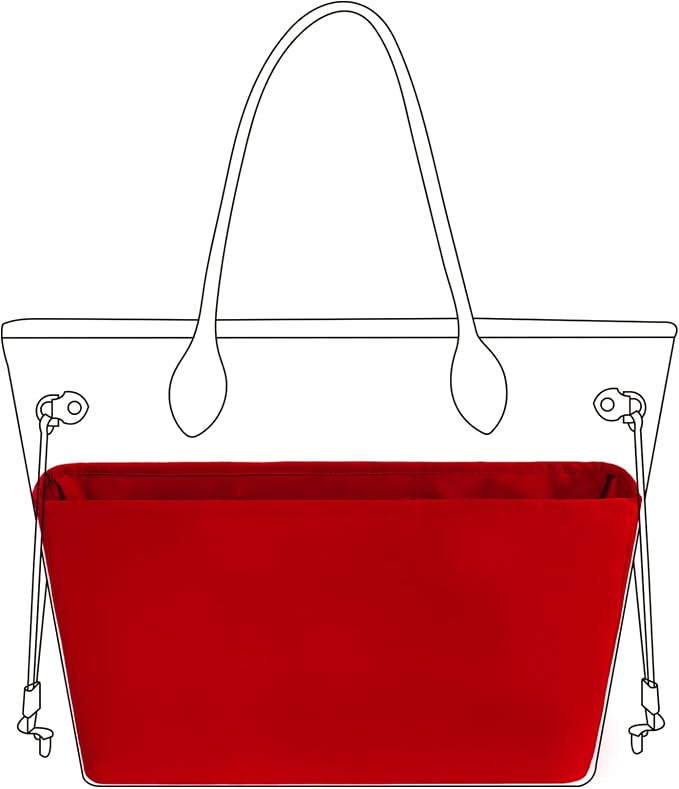DGAZ Purse Organizer Insert Fits Neverfullbag BB/PM/MM/GM，Silk Bag Organizer，Luxury Handbag & Tote Shaper(Rouge moyen,PM) by DGAZ