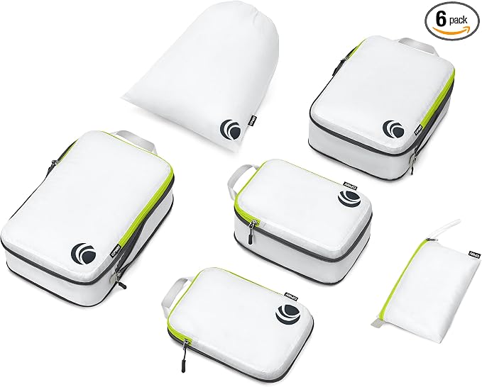 Cipway Compression Packing Cubes Set, Ultralight Expandable Travel Packing Organizers for Carry on Luggage (White 6pcs) by Cipway