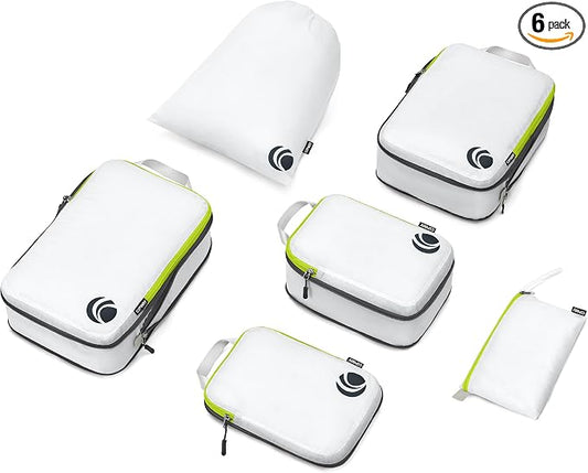 Cipway Compression Packing Cubes Set, Ultralight Expandable Travel Packing Organizers for Carry on Luggage (White 6pcs) by Cipway
