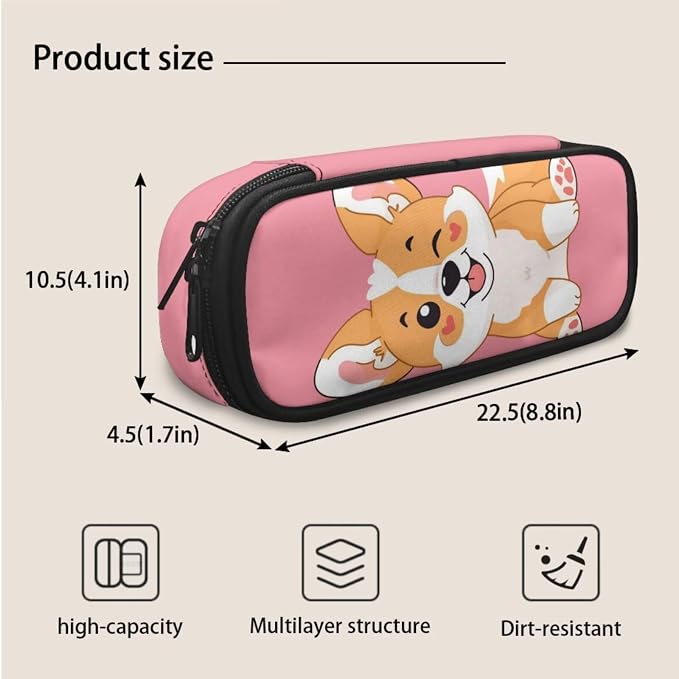 Corgi Backpack with Lunchbox for School Cute Book bags for Girls 10-12 Years Old and Lunch Box Animal Lunch Bag + School Bag + Pencil Case for Elementary Secondary School - Image 6