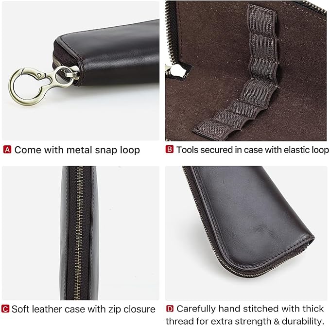 CONTACTS Full Grain Leather Manicure Set Case Travel Nail Clipper Pouch Empty for Men Personal Tools Pouch by Handmade (Case Only) - Image 3