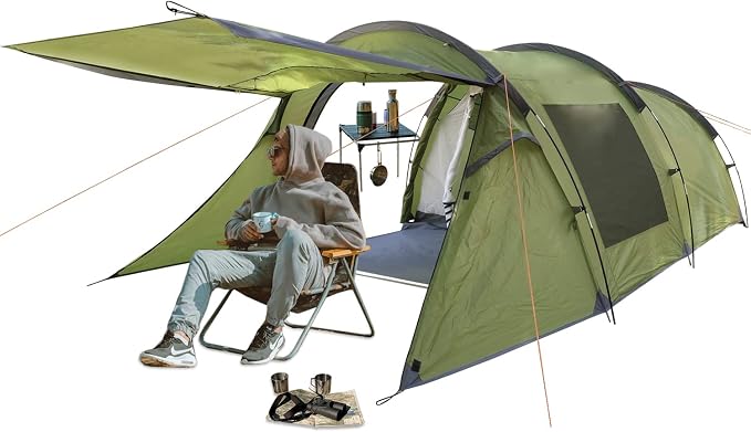 Camping Tents 2-4 Person, Double Layers Waterproof Backpacking Tents with Porch Quick Easy Set Up 2 Doors 4 Seasons Tents with Portable Carry Bag for Beach Picnic Hiking Travel Sports Outdoor by 2win2buy