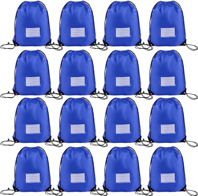 CODOBON 16 Pack Drawstring Bags,Bulk Draw String Backpack, DIY Gym Sports Cinch Bag Sackpack for Women Men, Royal Blue by CODOBON