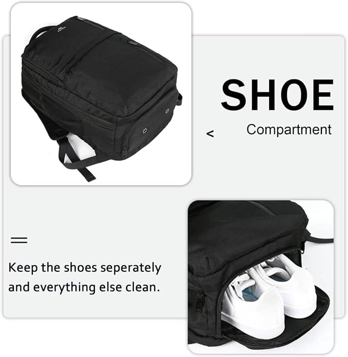 MATEIN Extra Large 45L Travel Backpack, Airline Approved 18 Inch Backpack | Shoe Compartment, Water Resistant, College Luggage Backpack, Casual Daypack, Overnight Weekender Travel Bag, Black - Image 5