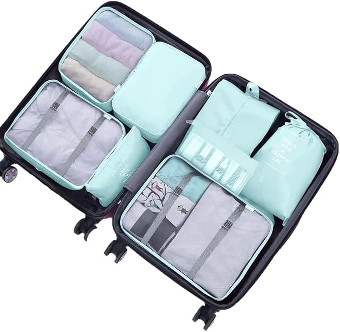 Packing Cubes for Suitcase, 9pcs Travel Luggage Packing Organizers Waterproof Travel Essentials Bag Clothes Shoes Storage Bags, Blue - Image 2