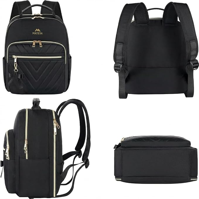 MATEIN Backpack for Women, 17 Inch Fashion Bookbag Purse, 2pcs Sets, Black | Waterproof Fashion Cute Large Daypack, Casual Daily Shoulder Bag, Ladies Teen Girls Handbags for Travel Work School College - Image 7