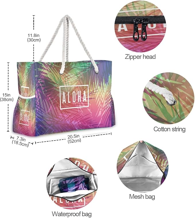 senya Large Beach Shoulder Bags Canvas Tote Water Resistant for Gym Travel Daily - Image 6
