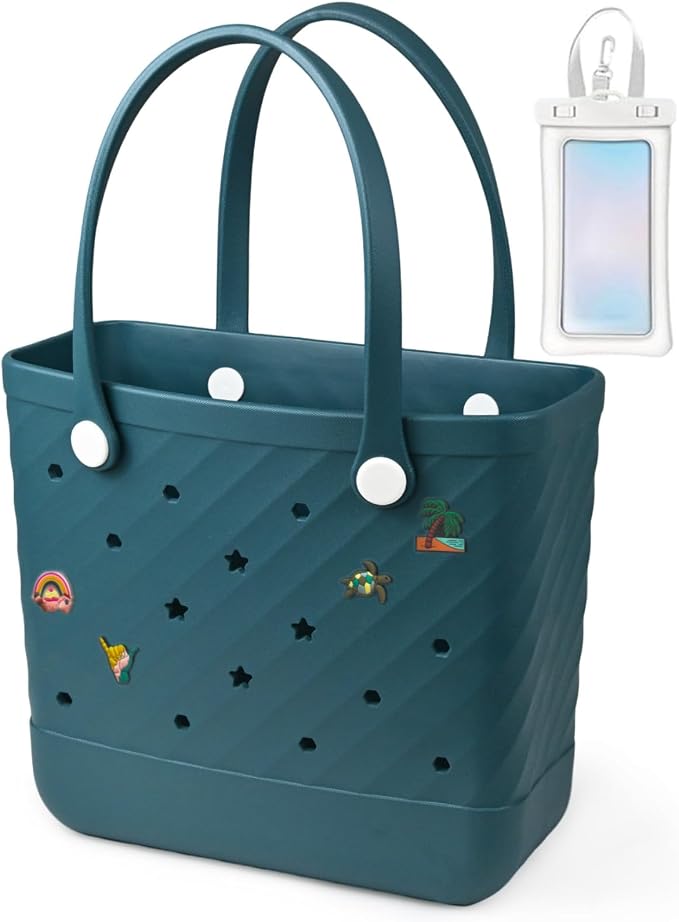 Rubber Tote Bag Extra Large & Medium, Waterproof Beach Bag for Women Men, Pool Travel Swim Silicone Tote by Unknown
