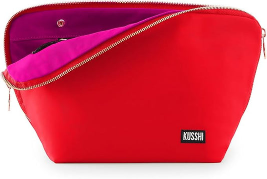 KUSSHI Washable Travel Makeup & Cosmetic Bag - Brush Organizer Sold Separately (Vacationer, Candy Apple Red/Pink) by Unknown