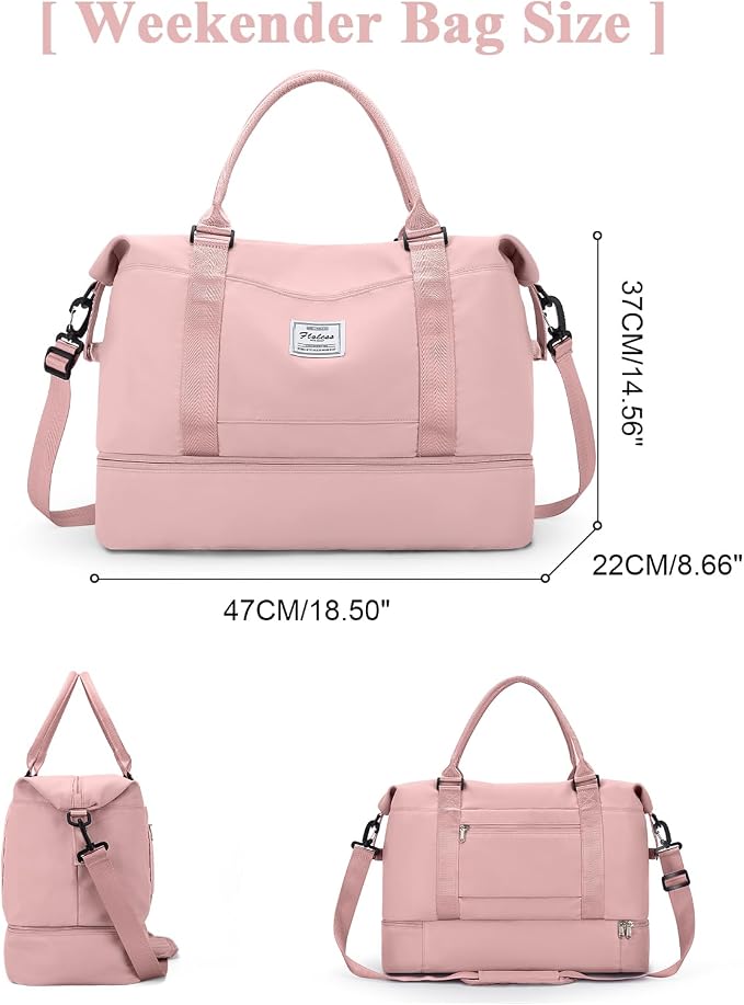 Travel Duffel Bag with Shoes Compartment,Weekender Bags for Women Travel | Overnight Carry-On Bag with Toiletry Bag, For Spirit Airlines 18x14x8 Personal Item Bag - Image 3