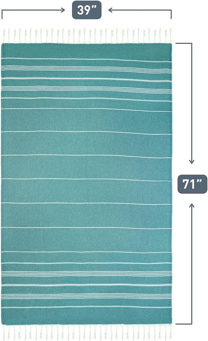 HAVLULAND Turkish Beach Towels, Oversized 40"x72" Turkish Bath Towel, Highly Absorbent Quick Dry Sand Free Beach Towels for Beach Pool Spa Gym Yoga Travel Camping Picnic Blanket - Teal - Image 9