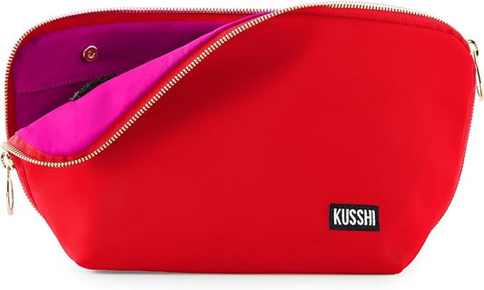 KUSSHI Washable Travel Makeup & Cosmetic Bag - Brush Organizer Sold Separately (Signature, Candy Apple Red/Pink) by Unknown