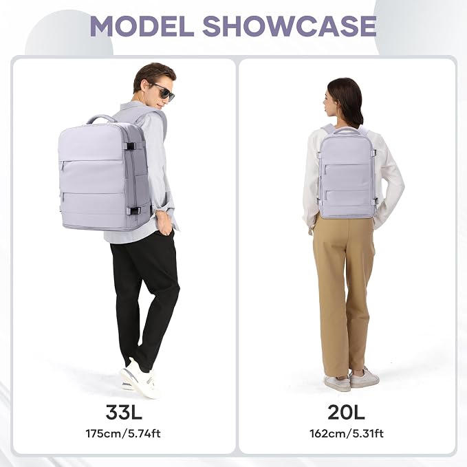 coowoz Large Travel Backpack Carry On for Women Man Gym Backpack with Laptop Compartment Mochila de Viaje Teacher Personal Item Backpacks Rucksack Airplane Accessories Must Haves Purple - Image 6