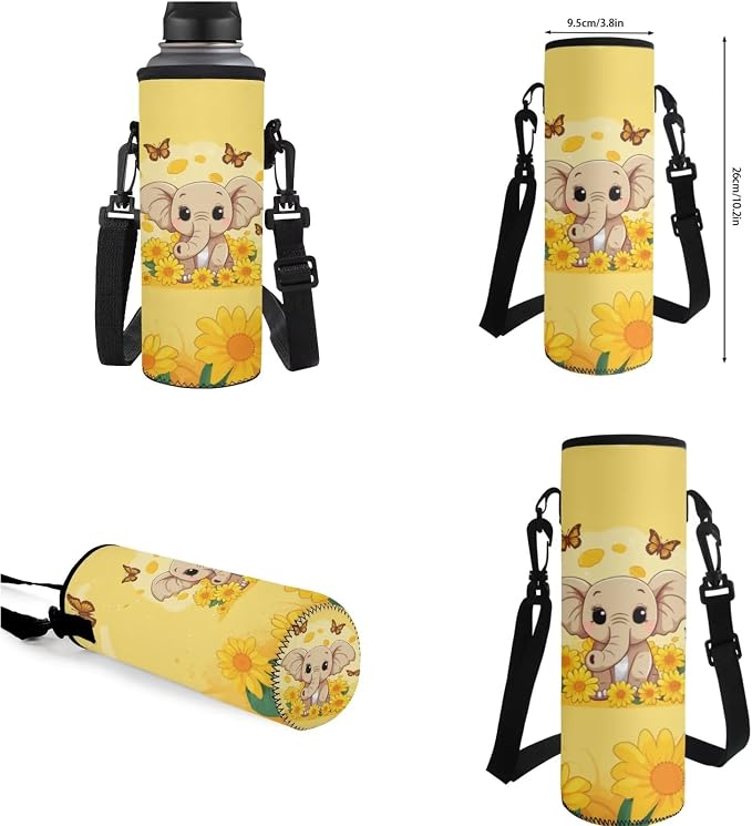 Sunflower Elephant Backpack for Girls Kids Backpack with Lunch Box Water Bottle Pouch and Cute Pencil Case 4PCS Set Bookbag with Compartments 17 inch Kawaii School Bag for Elementary Girls - Image 7