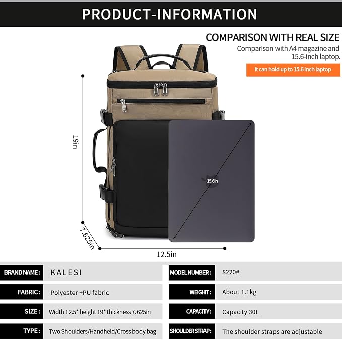 Kalesi Gym Duffle Bag Backpack 4-Way Waterproof with Shoes Compartment for travel Sport Hiking laptop - Image 5