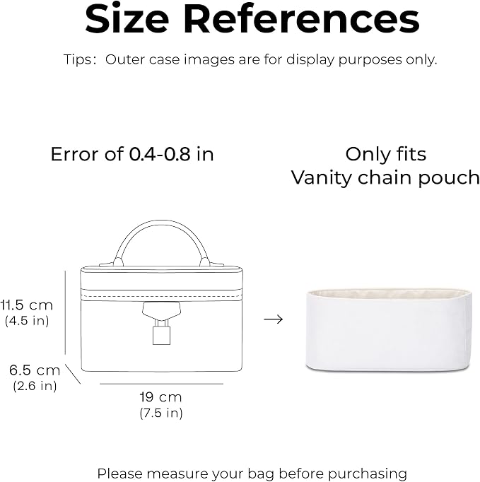 Purse Organizer Compatible with LV VANITY CHAIN POUCH | Handcrafted DuPont™ Tyvek®,Lightweight Backpack Organizer Insert, 1:1 Custom Fit,Craie,Ideal for Work, Travel & Everyday Use - Image 2