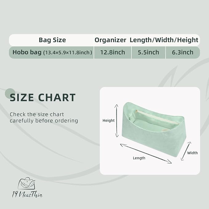 Lightweight Bag Insert, Waterproof Surface and Silky Satin Interior, Fits Geyard Bohème Hobo (Mint Green, With Zipper and Bottle Holder) | Bottle Holder and Side Zip, Smooth Satin Interior, Easy-Care Outer Surface, Multiple Color Options, Structured Ye... - Image 2