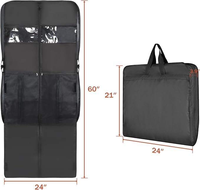 Univivi 60 '' Foldable Extra Long Dress Garment Bag, Premium Breathable & Tear-resistant Hanging Dress Cover for Travel and Closet Storage with Mesh Shoe Pocket and 2 Carry Handles - Image 5