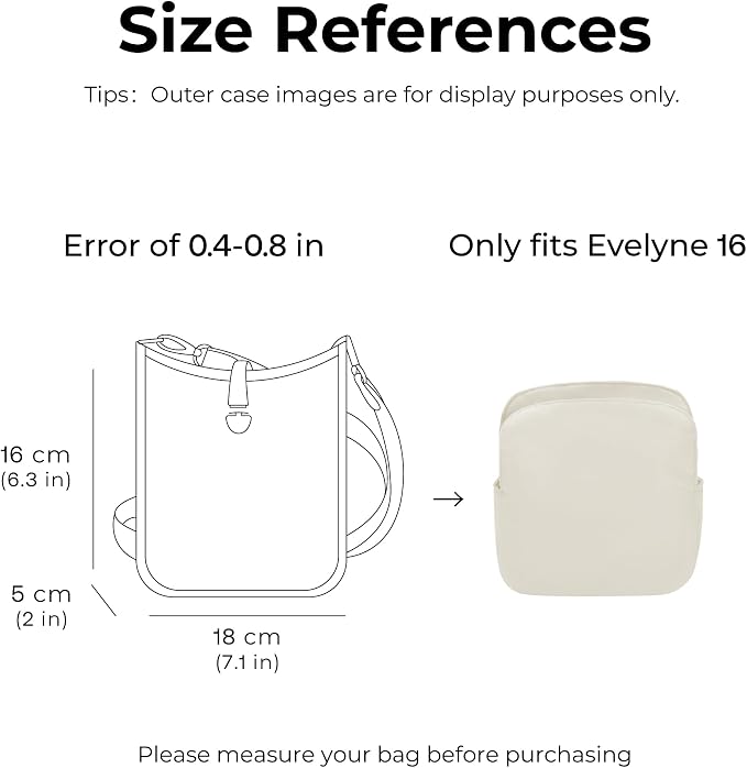 Tote Bag Organizer Insert for HERMES Evelyne16 Handbag, Custom Fit Inside Premium Craie Lightweight WaterResistant Purse Insert - Image 2