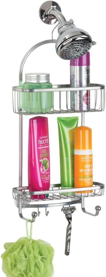 iDesign Shower Caddy, Silver | Bathroom Storage Shelves, For Shampoo, For Conditioner, For Soap - Image 3