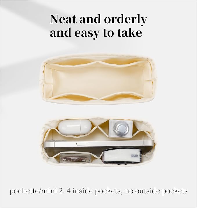 Women's Purse Organizer Insert - Satin & Lightweight Fabric with Inside Pockets, Portable for Commute, Travel, Shopping, and Evening, Multicolor Options, Fits for Kelly 25(Craie, KL25 Retourné) - Image 3