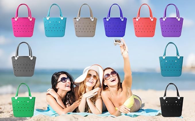 Rubber Beach Bag for Women, Waterproof Travel Tote Bags for Beach | Waterproof Sand-proof Tote Bags with Zipper Pocket, Durable Lightweigh Tote Bag for Outdoor - Image 6