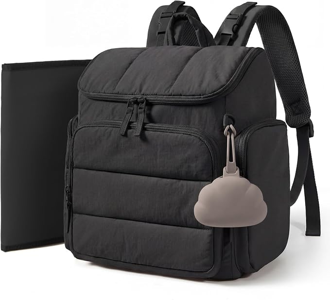 mommore Diaper Bag Backpack, Baby Bag with Waterproof Changing Pad and Stroller Straps for Toddler, Diaper Backpack for Mom Dads with Insulated Pockets & Pacifier Case, Baby Essential, Black by mommore
