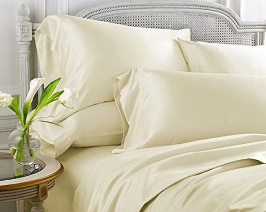 100% Cotton Sateen Pillow Cases Covers - Set of 4 with Zipper Closure (Square - 16 inch x 16 inch, Ivory) by Unknown
