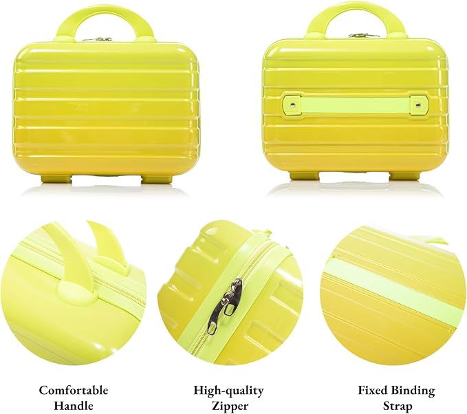 Gradient Green-Yellow Luggage Set 14" & 20" - 2 Piece PC Spinner Wheel Suitcases with Combination Lock, Lightweight Carry On for Business & Vacation - Image 4