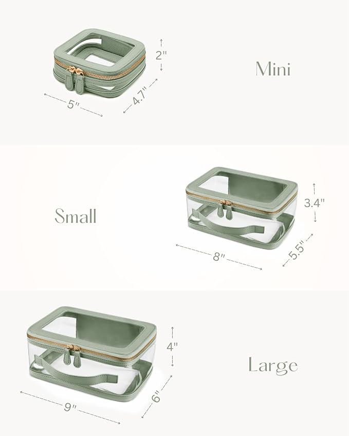 Clear Cosmetic Bag Set for Women Makeup Bag with Handle, 3 Pcs Travel Toiletry Bag Transparent Cosmetic Case Portable Make Up Organizer Bag for Essentials - Image 3