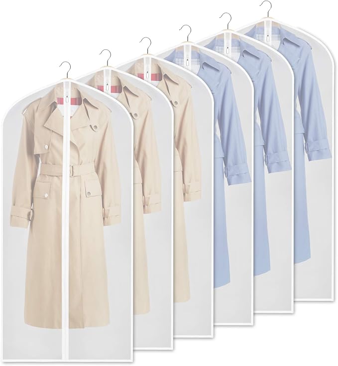Zilink Clear Garment Bag Dress Bags for Storage 54-inch Coat Bags with Full Length Zipper for Clothes Closet Storage, Set of 6 by Zilink