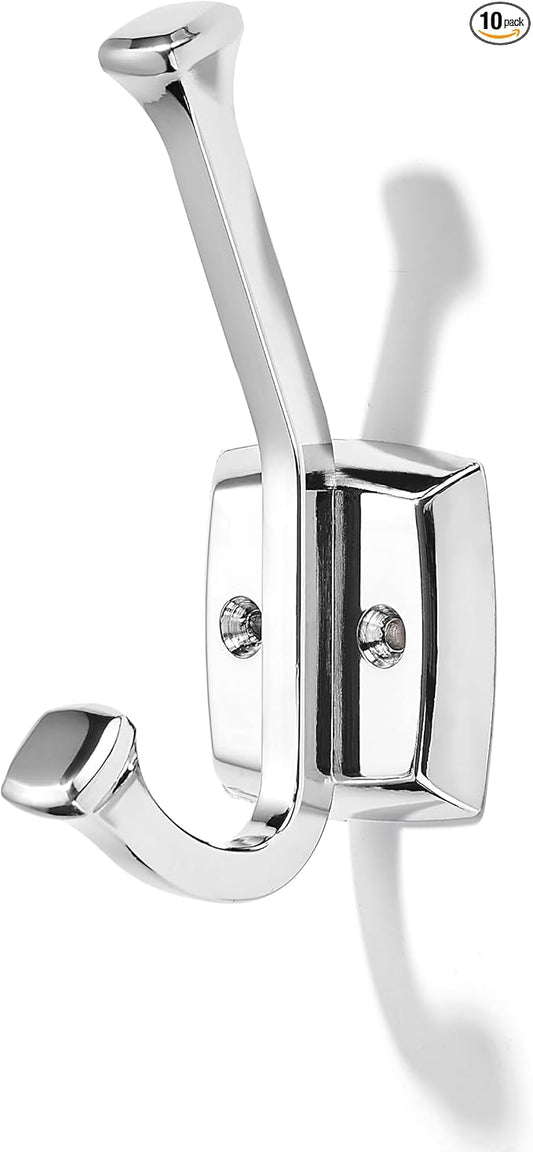 khtumeware 10 Pack 4.7 inch Polished Chrome Coat Hooks Wall-Mounted Hooks | Applicable to hanging,Towel,robe,bathroom,bag,clothes,entryway Zinc Alloy bathroom hooks by khtumeware