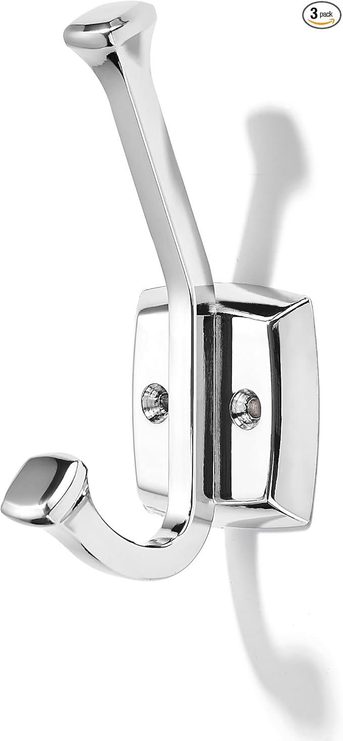 khtumeware 3 Pack 4.7 inch Polished Chrome Coat Hooks Wall-Mounted Hooks | Applicable to hanging,Towel,robe,bathroom,bag,clothes,entryway Zinc Alloy bathroom hooks by khtumeware