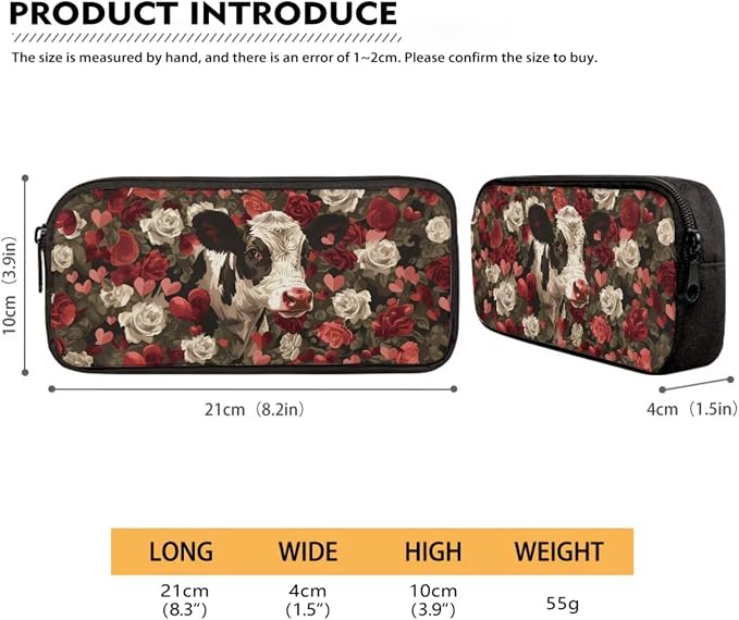 Retro Rose Cow Print Backpack Set for Student Schoolbag Large Capacity Bookbag Lunch Box Pencil Case 17 Inch Travel Laptop Backpacks Fashion Rucksack Lightweight Daypack - Image 5
