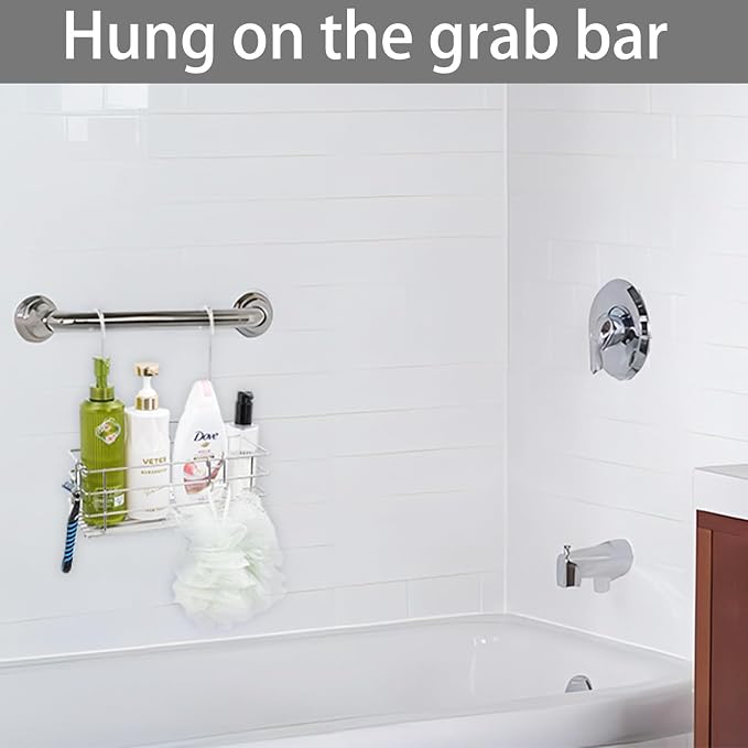 2pcs Single-Layer Hanging Shower Caddy, Rustproof Shelves Rack with Rotatable Hook bar, Large Capacity Bathroom Organizers and Storage, No Drilling Shampoo Bracket - Image 4