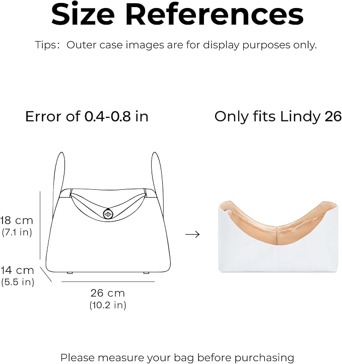Purse Organizer Insert for HERMES Lindy 26 Handbag,Custom Fit Inside Premium Lightweight Water Resistant Purse Insert with Zipper(Vanile) - Image 2