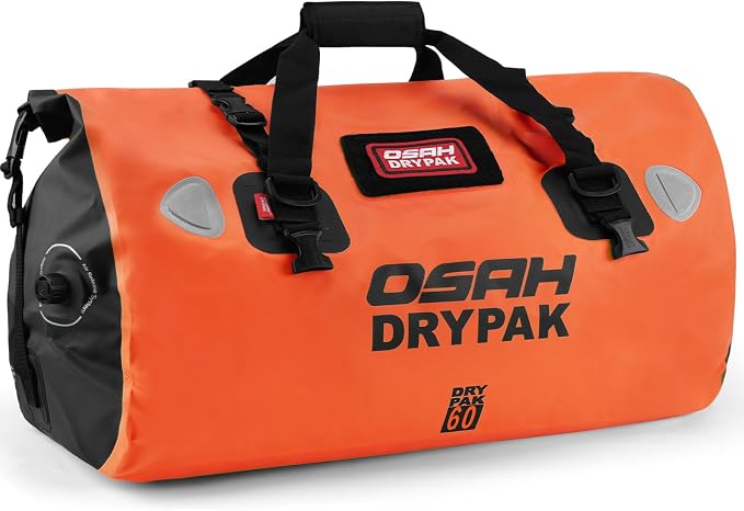 OSAH DRYPAK Waterproof Duffel Bag - Motorcycle Dry Bag Tail Bag with Large Storage Space, Waterproof Luggage Duffle Bags with Outer Mesh Zipper Pocket for Camping, Kayaking, Fishing & Traveling by OSAHDRYPAK