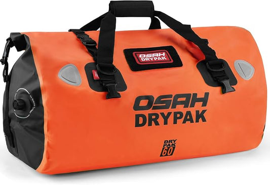 OSAH DRYPAK Waterproof Duffel Bag - Motorcycle Dry Bag Tail Bag with Large Storage Space, Waterproof Luggage Duffle Bags with Outer Mesh Zipper Pocket for Camping, Kayaking, Fishing & Traveling by OSAHDRYPAK