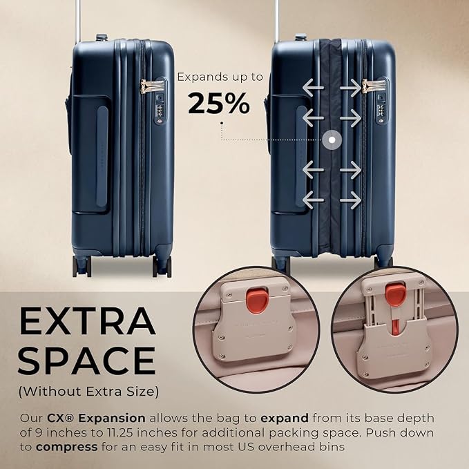 Briggs & Riley Essential 22 Inch Carry-On Expandable Spinner - Expandable Hardside Carry-On Luggage with CX Compression Technology - TSA Lock - Spinner Wheels - Sympatico Collection - Navy - Image 3