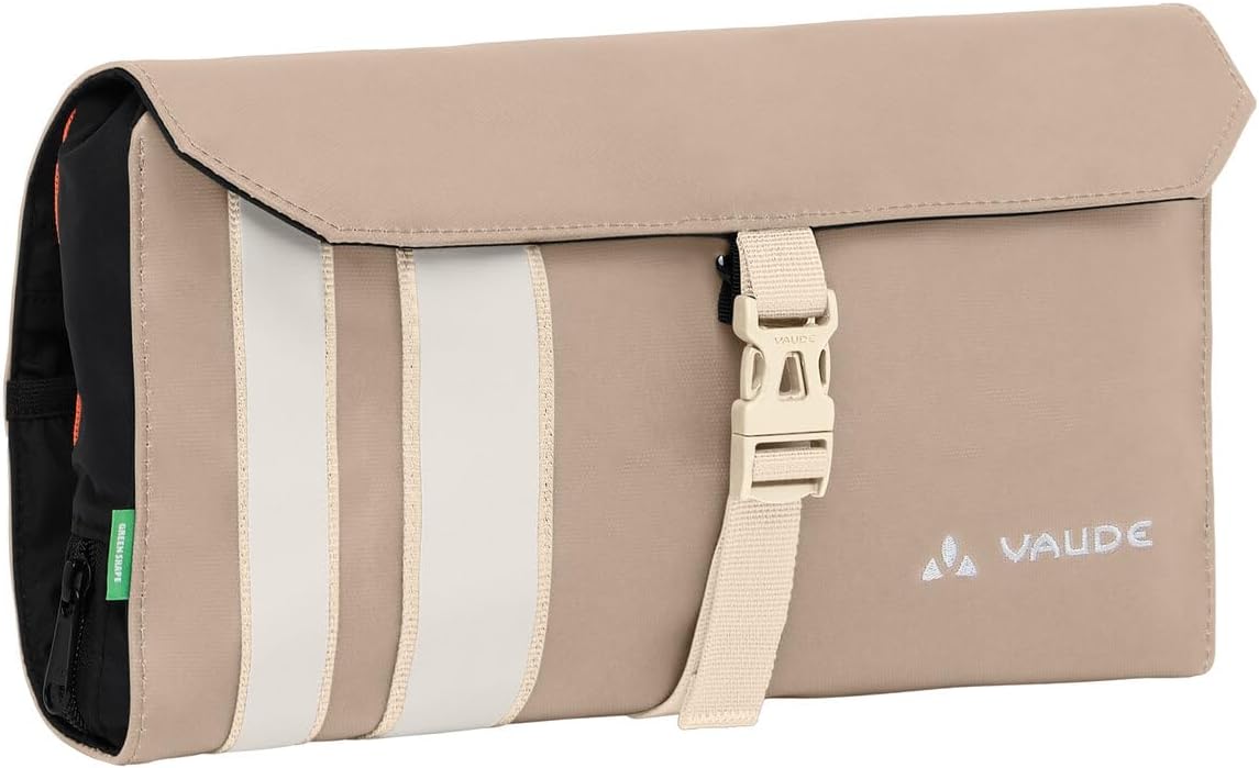 VAUDE Socotra Hanging Toiletry Bag for Men & Women, 2 Zipper Compartments, Integrated Mirror, Toothbrush Holder - Ideal for Travel, Linen by VAUDE+