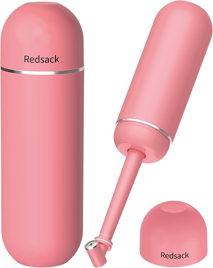Portable Bidet for Travel & Camping - Manual Squeeze Handheld Peri Bottle for Feminine Hygiene, 3 Leak-Proof Seals, Extendable Sprayer with Rotating Nozzle for Men & Women (Upgrade Pink, General)