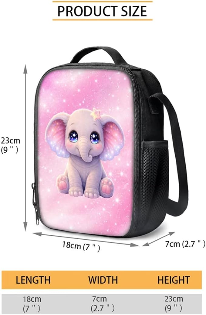 Forchrinse Cartoon Elephant Backpack with Lunch Box Set for Girls 8-12 Elementary Bookbag 3 In 1 School Bag with Lunch Bag Pencil Case Middle High Back Packs Daycare Satchel Rucksack - Image 4