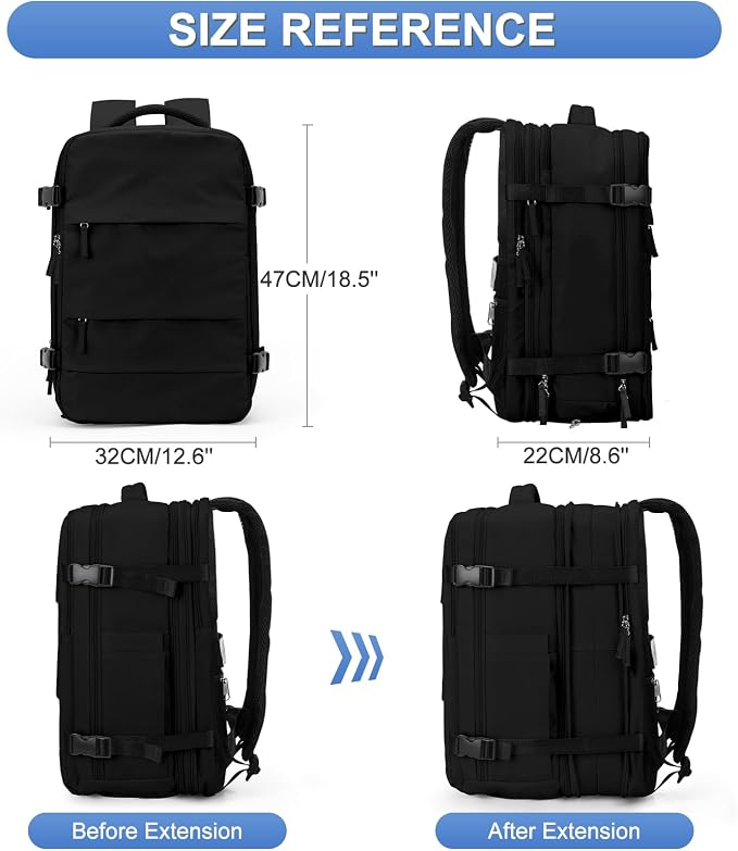 coofay Expandable Backpack For Traveling On Airplane Carry On Backpack For Women Men Airline Approved Personal Item Bag For Airlines Gym Bag For Women With Shoe Compartment - Image 2