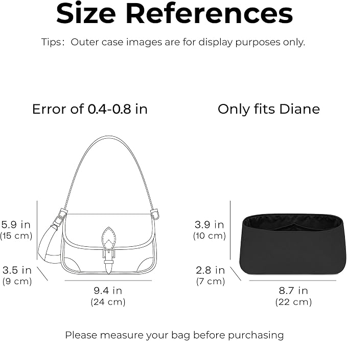 Lightweight Purse Organizer Compatible with LV Diane | Handcrafted DuPont™ Tyvek®,Handbag Organizer Insert,1:1 Custom Fit,Matte Black,Designed for Minimalists and Daily Commute - Image 2