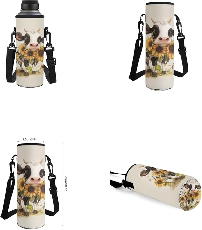 Kawaii Cow Backpack with Lunch Bag for Girls Teens Sunflowers Print Backpack for School with Lunchbox Cute Pencil Case and Water Bottle Cover for Students - Image 6