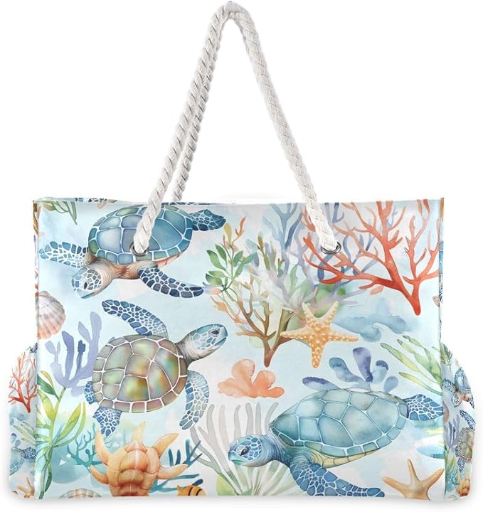 senya Large Beach Bags Totes Swim Canvas Tote Shoulder Bag Water Resistant Bags for Gym Travel Daily - Image 3