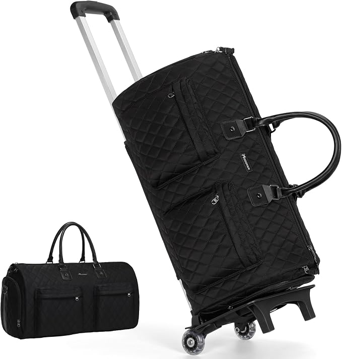 Convertible Rolling Garment Bag, Carry-On Duffle | 3-in-1 carry-on rolling duffle bag with wheels, suit carrier for overnight travel for both men and women by Modoker